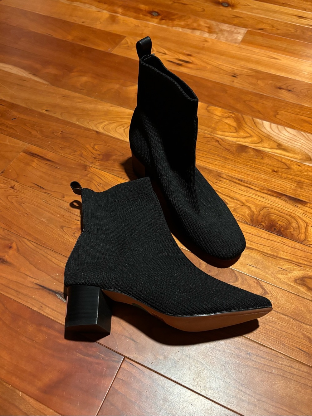 Joie Black Knit Neely Sock Ankle Booties with Block Heel
